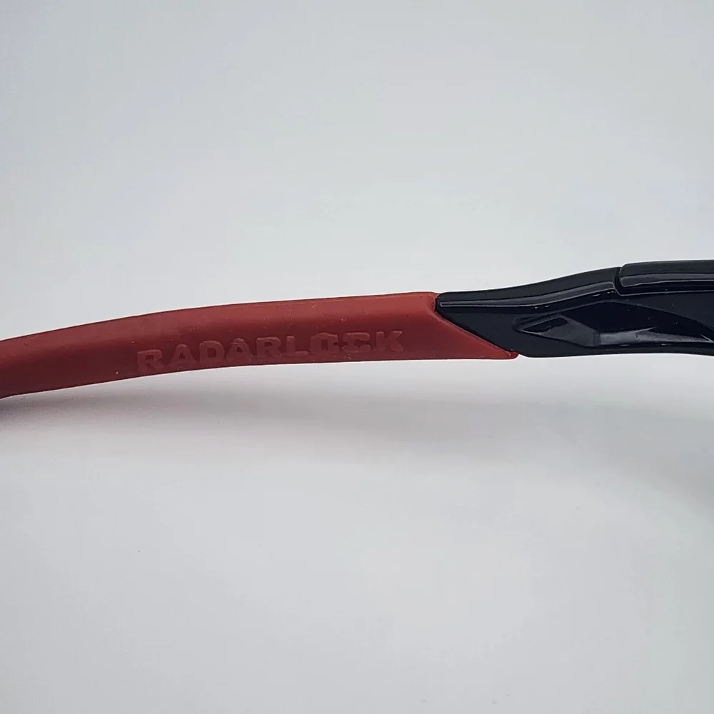 Oakley Radarlock Black & Red Sunglasses, Case, & Dust Bag